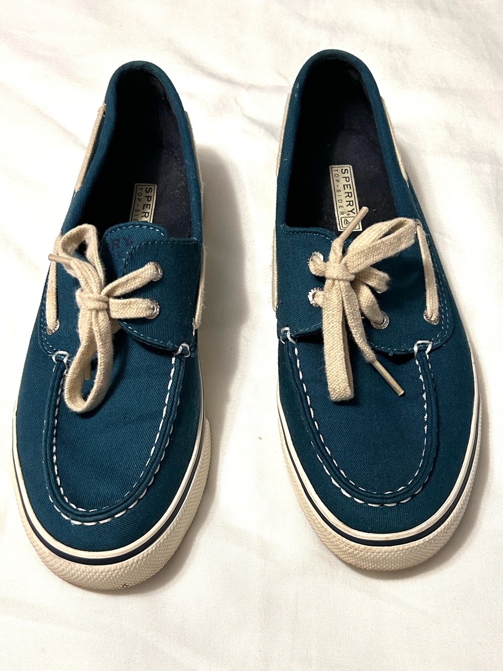 Women’s Sperry Boat Shoes – Teal Blue with Cream Laces & Accents – Size 9M